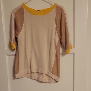 Sweet Yellow Anthro Short Sleeve Sweater